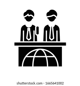 Icono de línea comercial mundial, signo de concepto, ilustración de vector de contorno, símbolo lineal.