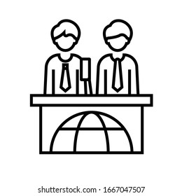 Icono de línea comercial mundial, signo de concepto, ilustración de vector de contorno, símbolo lineal.