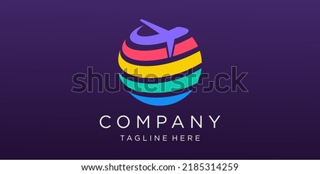 world trans travel logo vector design