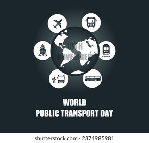 World Transport Day. People standing by public transport bus. Isolated on grey background. Vector Illustration, EPG 10, 10th November.