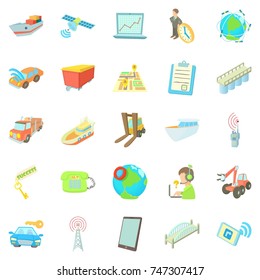 World transport network icons set. Cartoon set of 25 world transport network vector icons for web isolated on white background