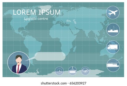 World transportation and logistics. Global Logistic, shipping and service worldwide delivery world map concept.
