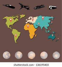 World transportation  map,Set elements of infographics. vector eps 10