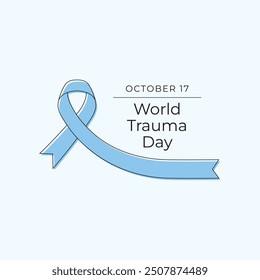 World Trauma Day vector design template good for celebration usage. World Trauma Day design. Blue ribbon. Continuous line drawing. eps 10. 