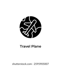 World travel airplane solid icon design. Earth with plane icon design