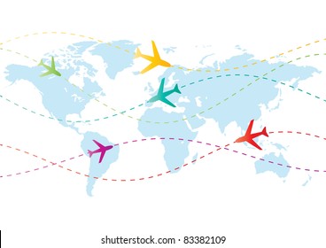 world travel airplanes vector