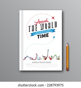 World Travel Book Template Design, Can Be Used For Book Cover, Magazine Cover, Vector Illustration