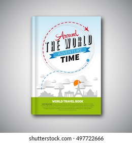 World Travel Book Template Design, pode ser usado para capa de livro, capa de revista, ilustração vetorial