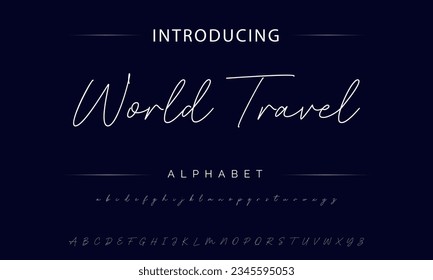 World Travel calligraphy script. Vector alphabet.