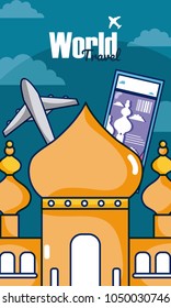 World travel card card over sky background