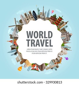 World travel. Collection of famous architecture of the world