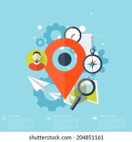 World travel concept background.  Flat icons.