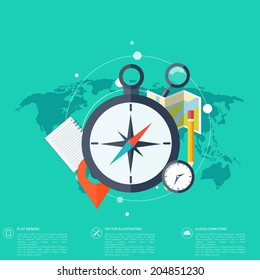 World travel concept background.  Flat icons.
