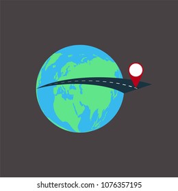World travel concept background,road trip around the world.vector illustration