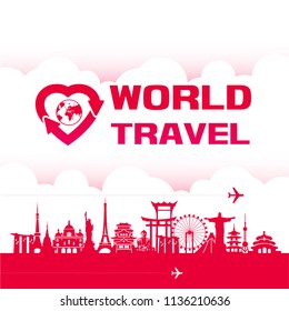 world travel destination vector concept
