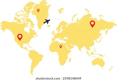 World travel flight map vector illustration