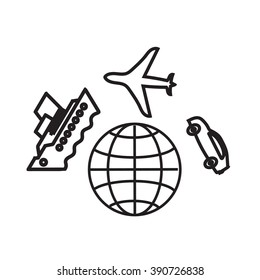 World travel a group of object, vector illustration