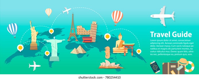 World travel Guide banner Vector