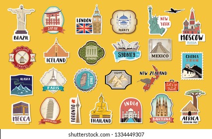 world travel hand drawn tags stickers stock vector royalty free 1334449307 shutterstock