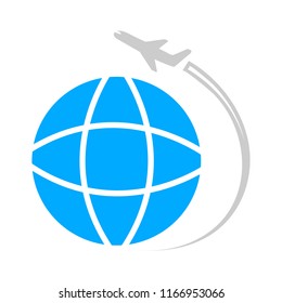 World Travel Icon - Flat Vector Icon - Illustration Of Business Travel Icon