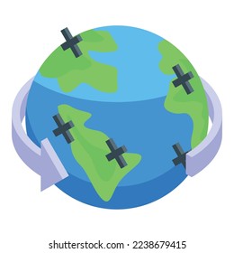 World travel icon isometric vector. Vacation tourism. Family trip
