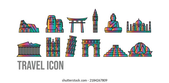 World Travel Icon Set Vector Illustration