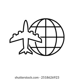 world travel icon vector plane and globe icon