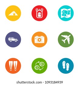 World of travel icons set. Flat set of 9 world of travel vector icons for web isolated on white background