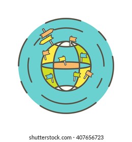 World travel illustration. Isolated on a white background. Vector illustration. Travel and tourism Icon.