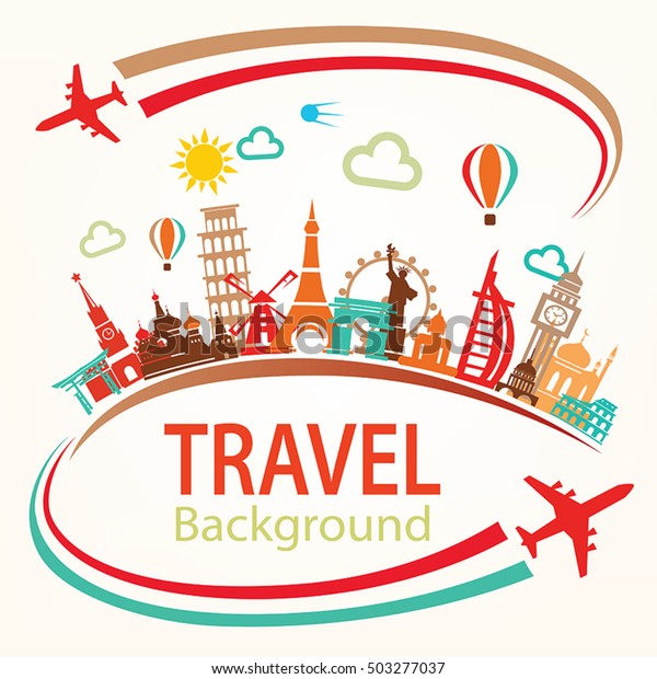 World Travel Landmarks Silhouettes Icons Set Stock Vector (Royalty Free ...