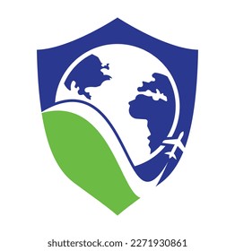 World travel logo design icon vector. Airplane and world symbol or icon.