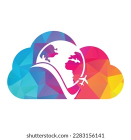 World travel logo design icon vector. Airplane and world symbol or icon.