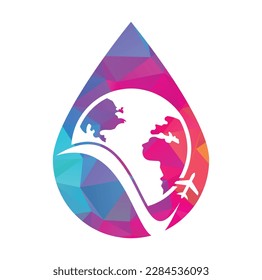 World travel logo design icon vector. Airplane and world symbol or icon.	