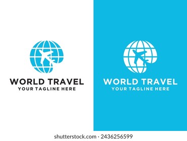 world Travel Logo template, world travel logo with a combination of a globe and a travel airplane