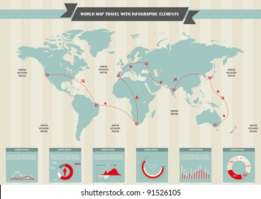  World travel Map and Information Graphics. Set elements of infographics.