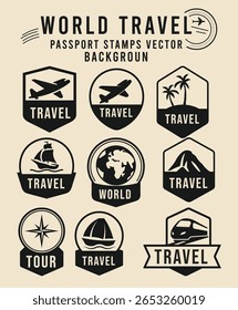 World Travel Passaporte Carimbos Coleção Vintage Visa Vetor Fundo