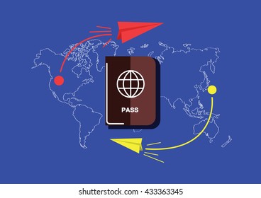 world travel & passport vector illustration
