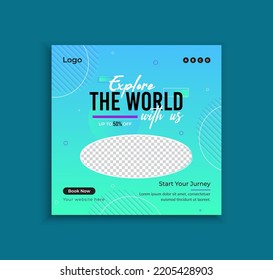 World travel sale social media post template