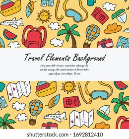 World Travel Set. Hand drawn simple vector sketches collection. Popular symbols of tourism and traveling