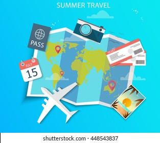 World Travel Summer Vacation Road Trip Stock Vector (Royalty Free ...