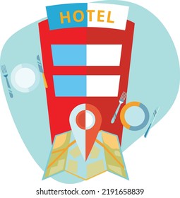 World travel symbols include diving, hotels, accommodation, food and more. svg
