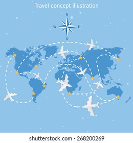 World travel and tourism concept illustration.