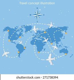 World travel and tourism concept illustration.