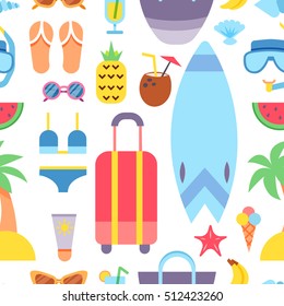 World Travel. Vacations. Summer holiday. Tourism and vacation seamless pattern.