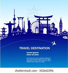 world travel vector blue concept