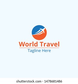 world travel vector logo design