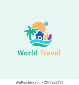 World Travel Vector Logo Design Template