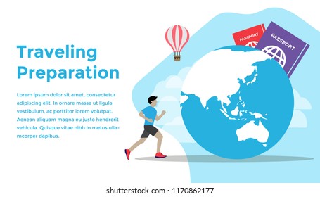 World traveling concept. Easy to use and customize vector illustration. Suitable for background, wallpaper, landing page, web, banner, card and other creative work.