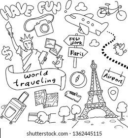 world traveling doodle