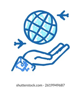 world travelling and remote work doodle icon sketch vector. world travelling and remote work sign. isolated symbol illustration